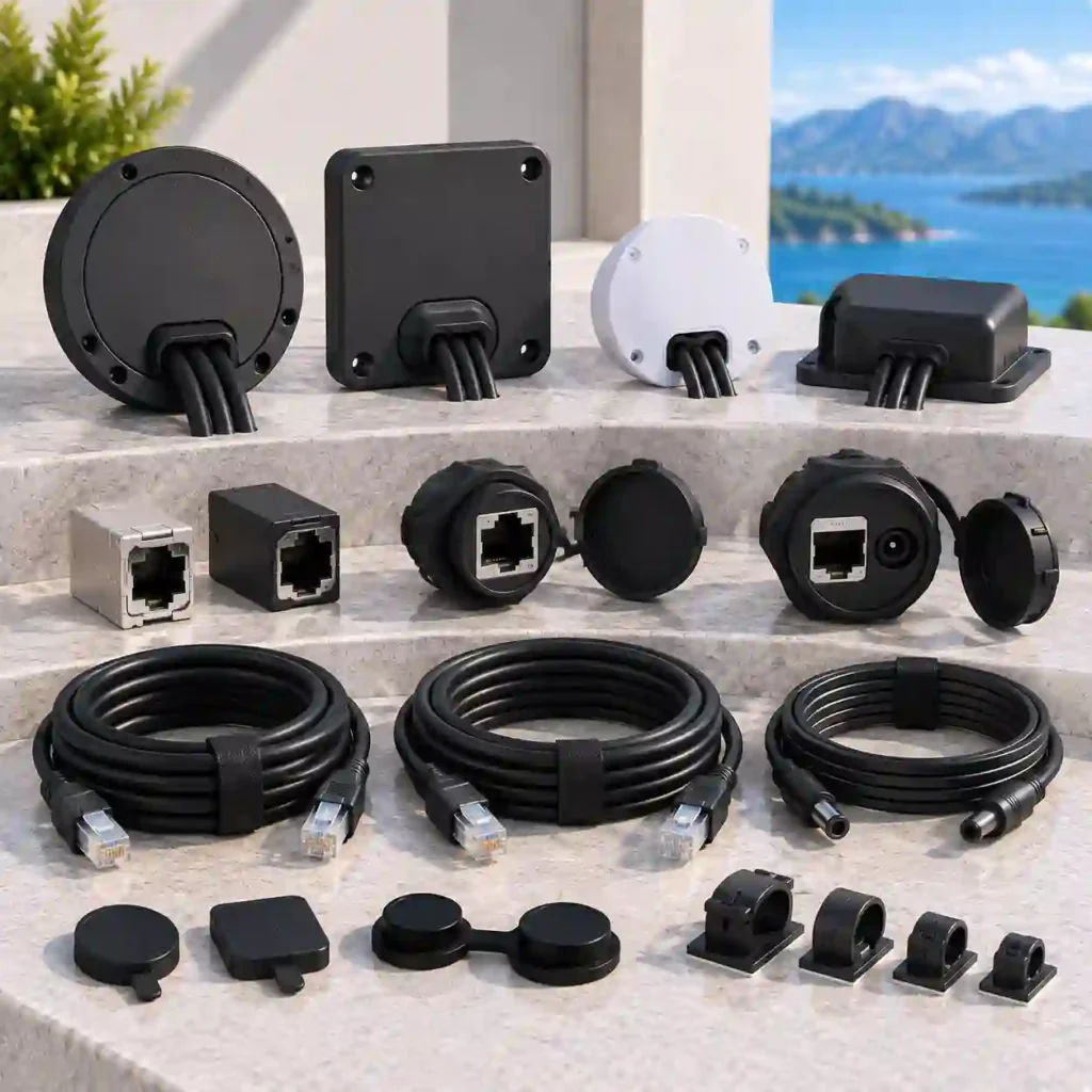 Starlink network wiring accessories, RJ45 couplers and waterproof cable modules