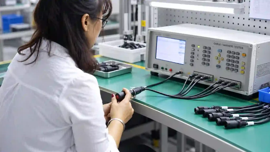 Quality control testing of Starlink accessories and cable assemblies in the factory